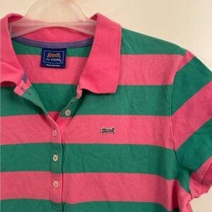 Le Tigre Kids Polo with Pink and Green Stripes